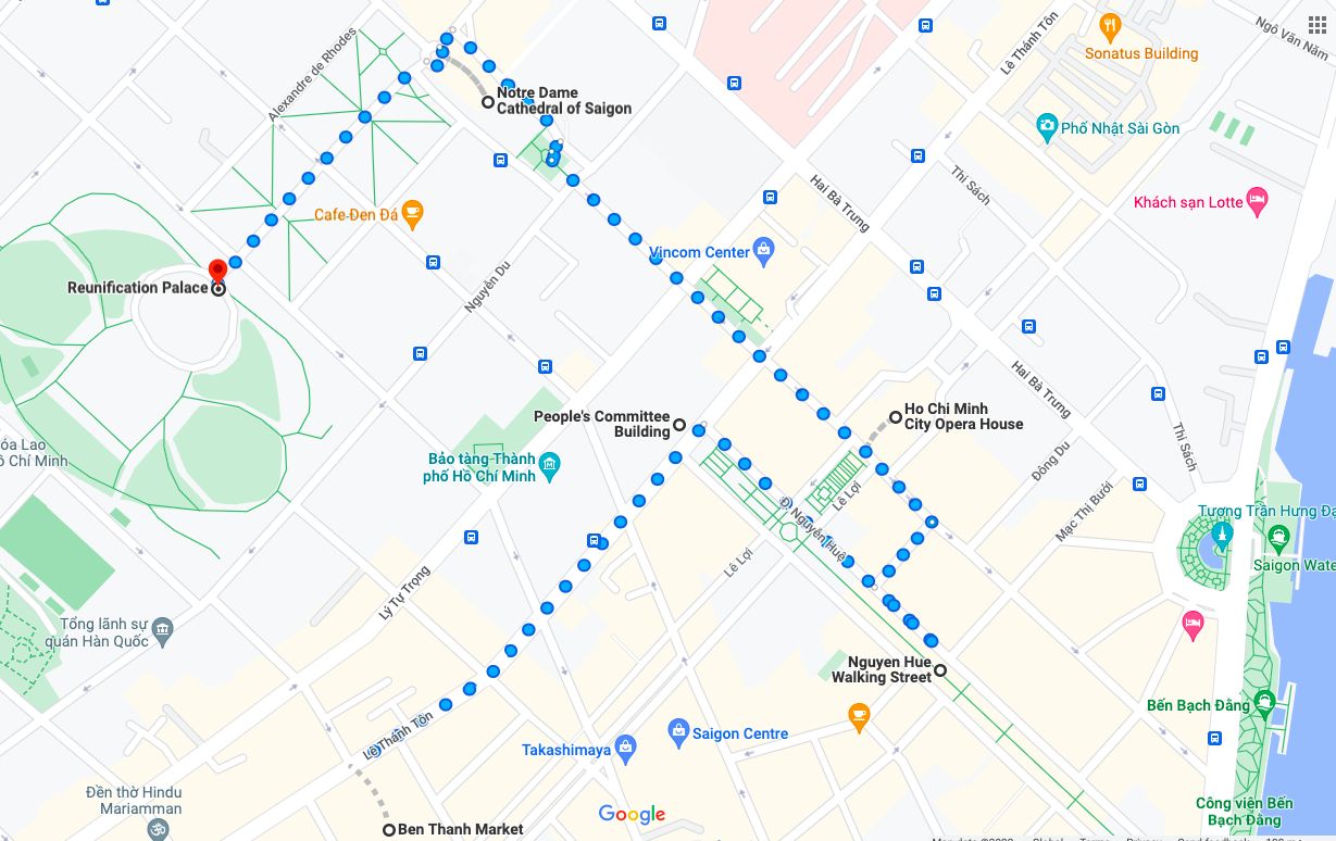 sample walking route - saigon walking tour of Innoviet 